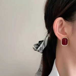 Burgundy Halo Studs
