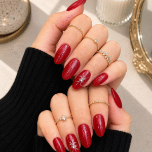 Ruby Blossom Shimmer Nails